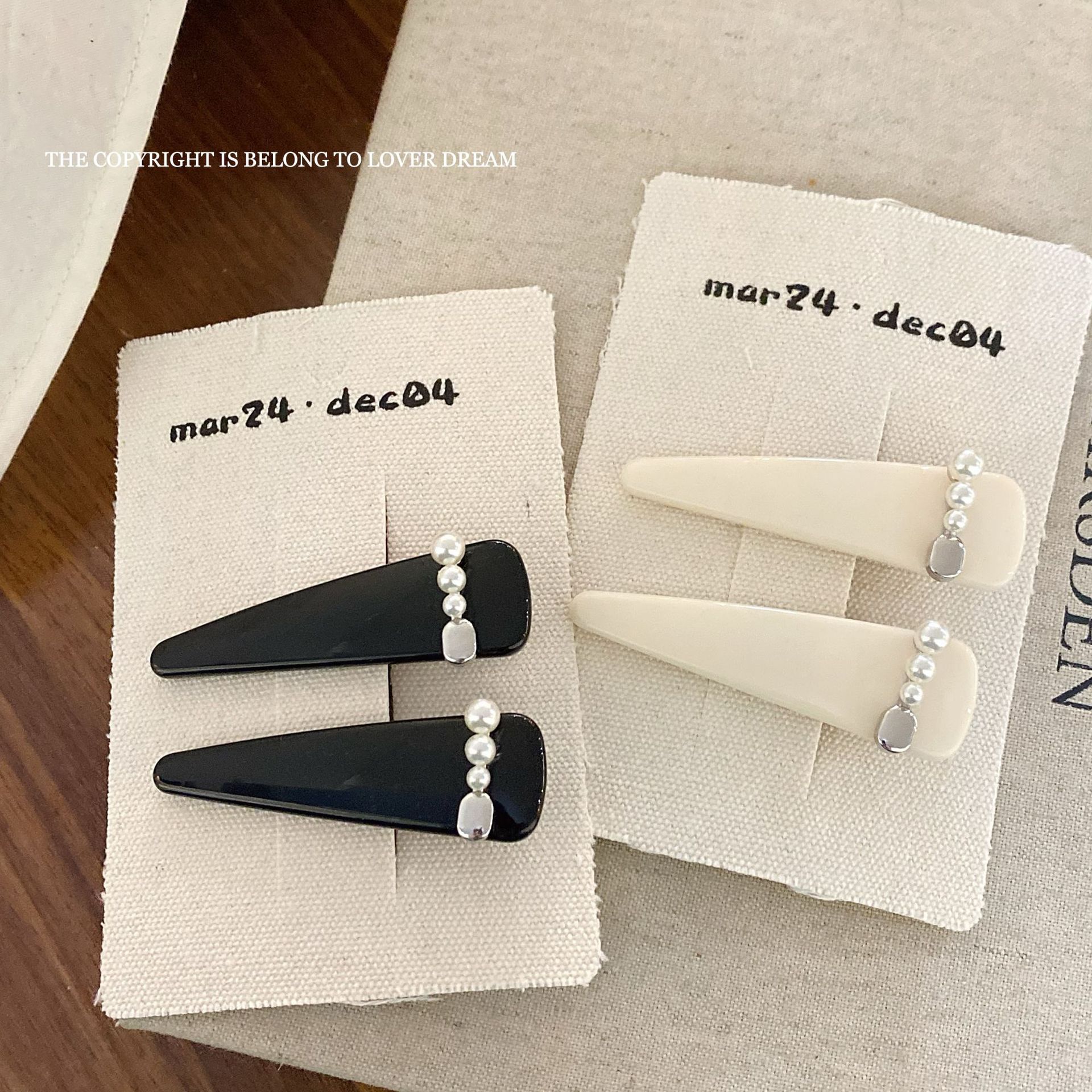 韩国ins新款珍珠黑色质感三角发夹 时尚小香风鸭嘴夹刘海夹发饰女详情15