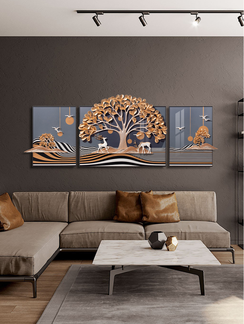 Fu sculpture decoración decoración sofá fondo pared nuevo estilo chino sala de estar comedor colgar pintura pintura de árbol fortuna decoración de pared fabricante al por mayor pic 7