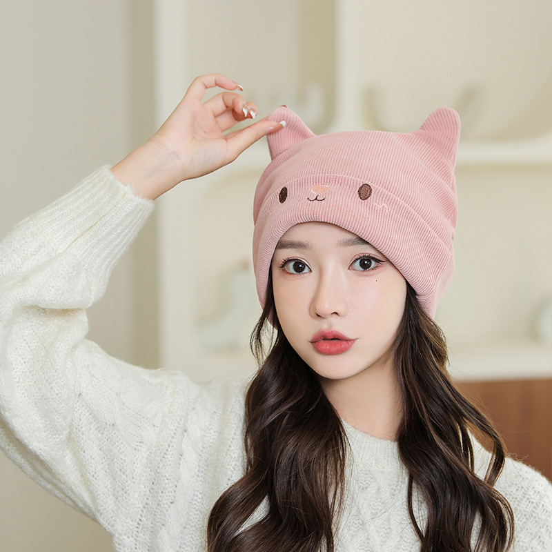 Gorro de punto mujer otoño invierno japonés manga de dibujos animados lindo gorro de oreja de conejo versión coreana heap heap gorro térmico gorro frío pic 14