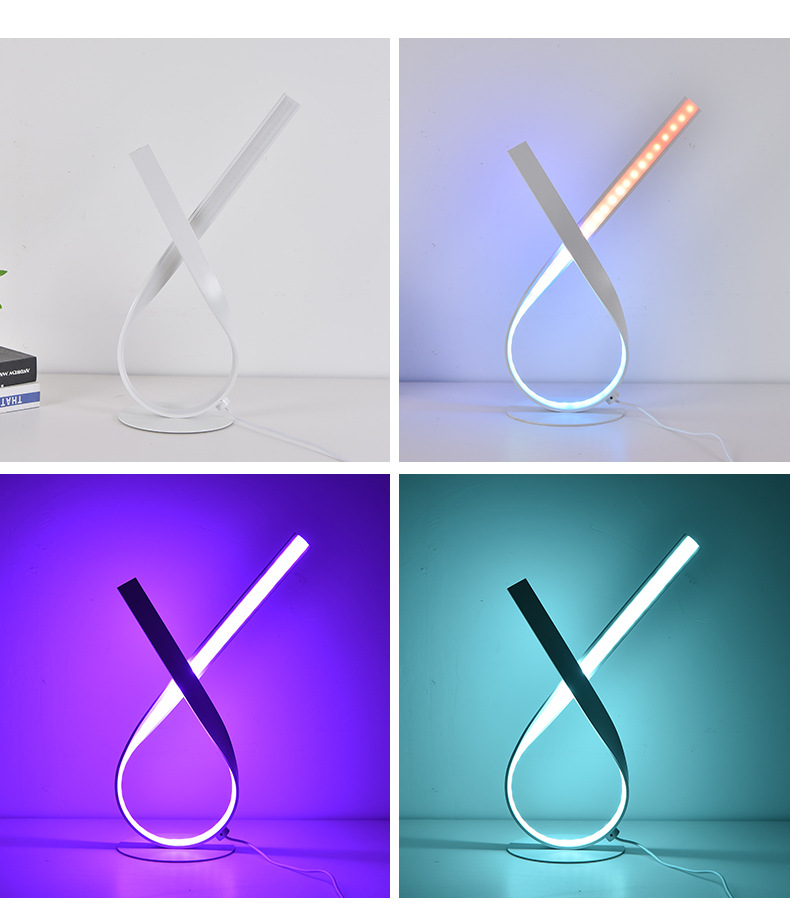 Creative, fashionable and personalized desk lamp for foreign trade, simple, romantic and warm bedroom, remote control dimming, smart APP, color-changing light RGB pic 9