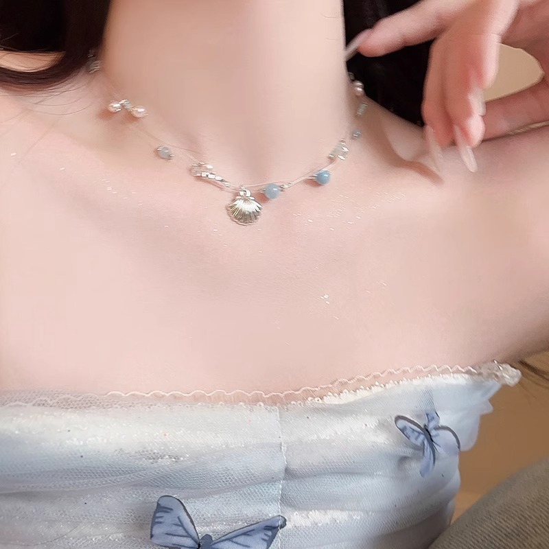 海边沙滩度假风贝壳轻奢项链ins小众设计感配饰编织绳甜美锁骨链详情11