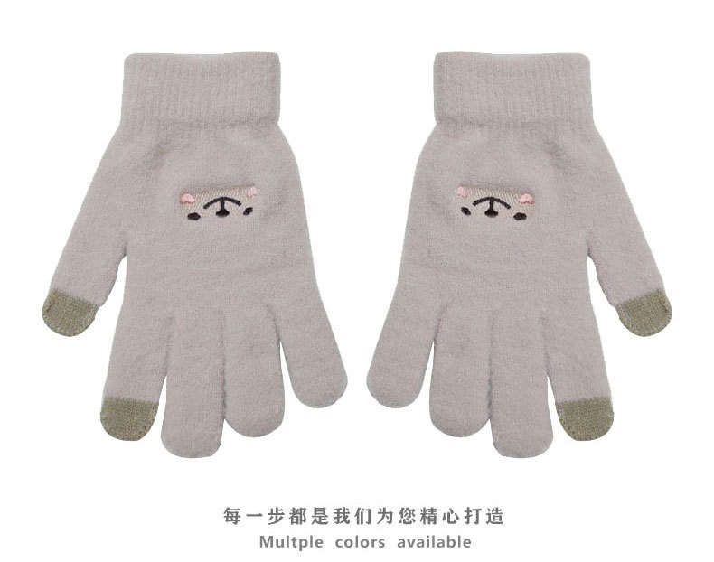 卡通笑脸手套韩版少女甜美可爱冬季防寒加绒加厚学生手套触屏手套详情8