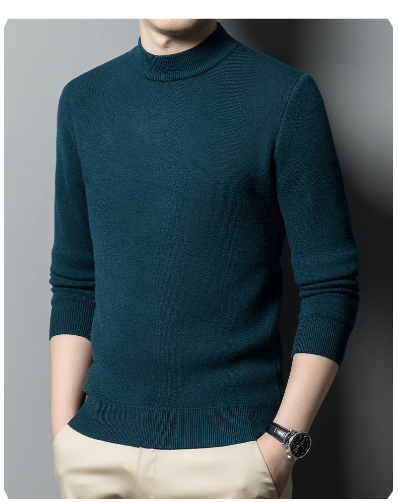 Imitación cashmere otoño invierno hombre suéter de cuello medio alto hombre joven slim legging jersey hombre pic 10