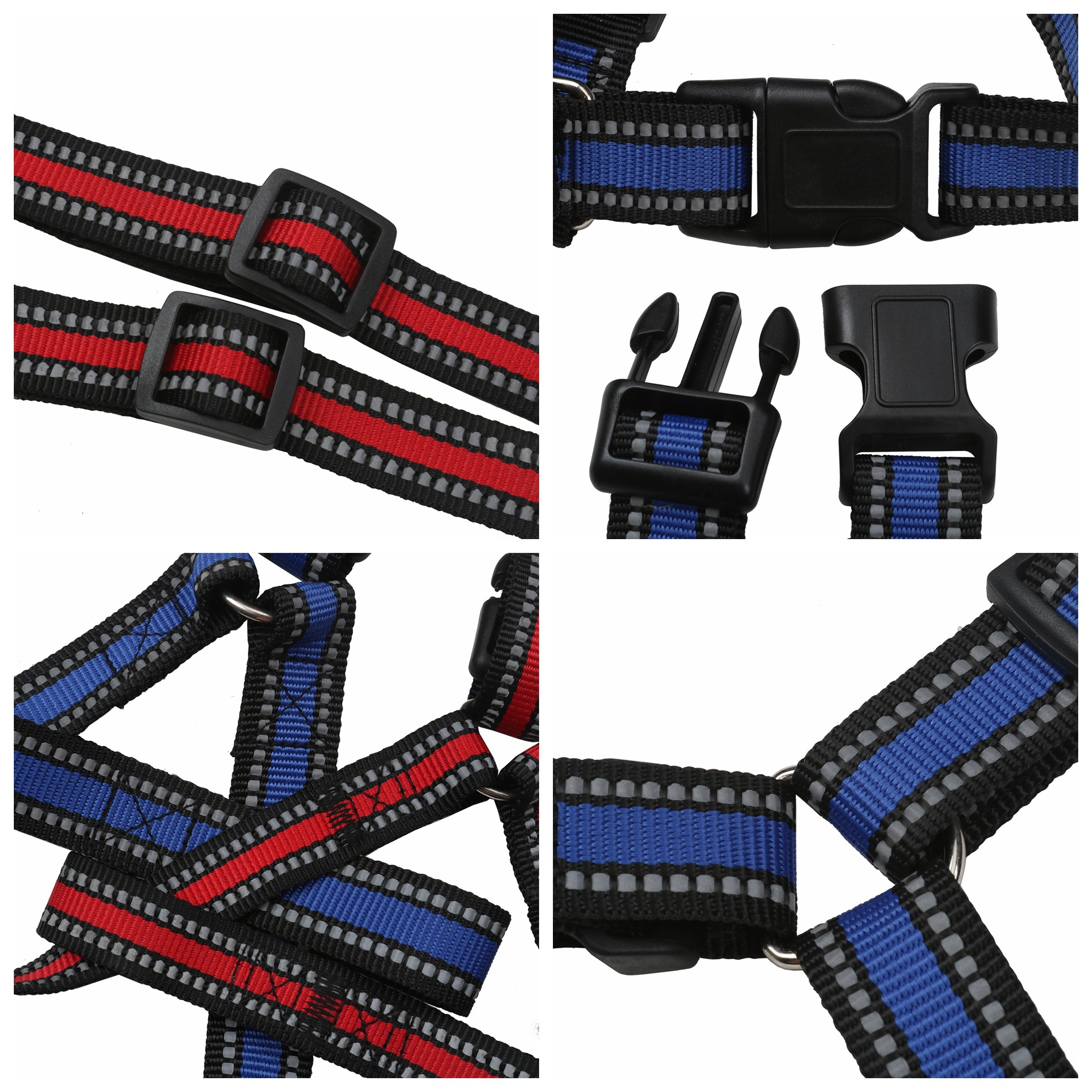 Pet dog leash, double-line reflective silk nylon leash, chest and back strap, small and medium-sized dog walking leash, dog chain, collar pic 14