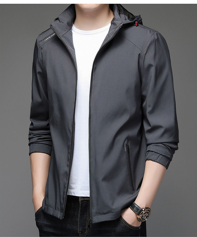 户外宽松百搭男装连帽春秋风衣外套长款大衣领域秋冲锋衣新精品详情13