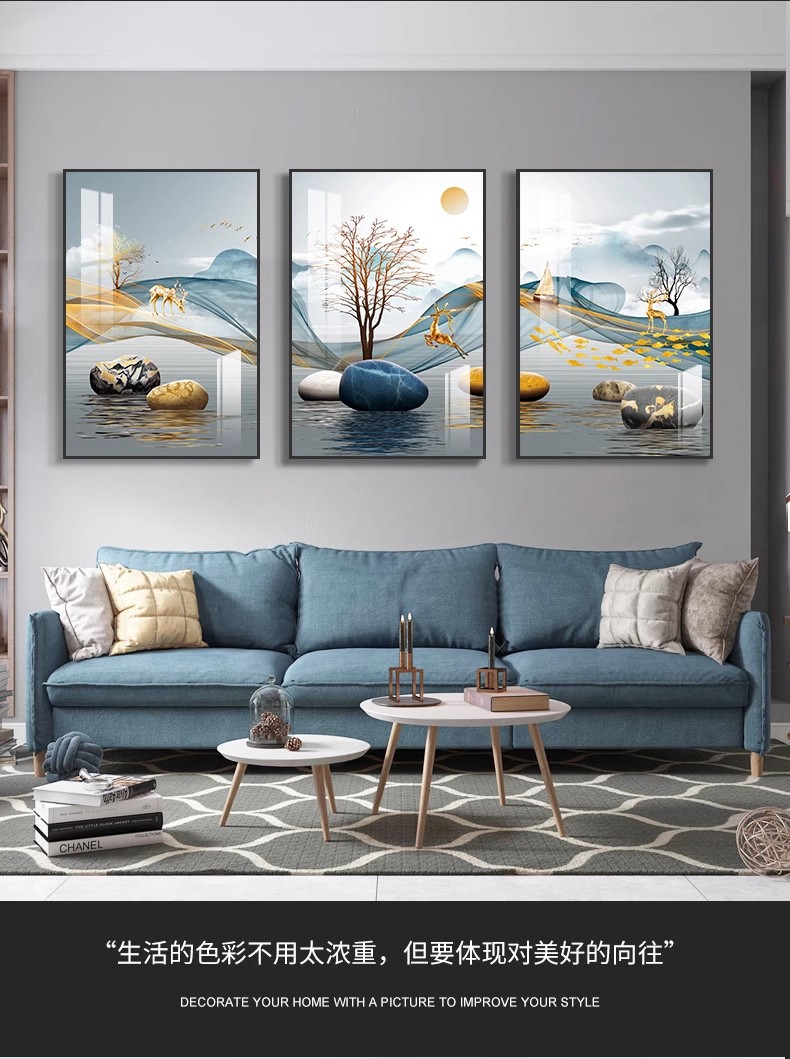 Light luxury and grand wall paintings, living room decorative paintings, modern and simple triptych paintings, sofa background, wall hanging paintings, Nordic-style dining room pic 6