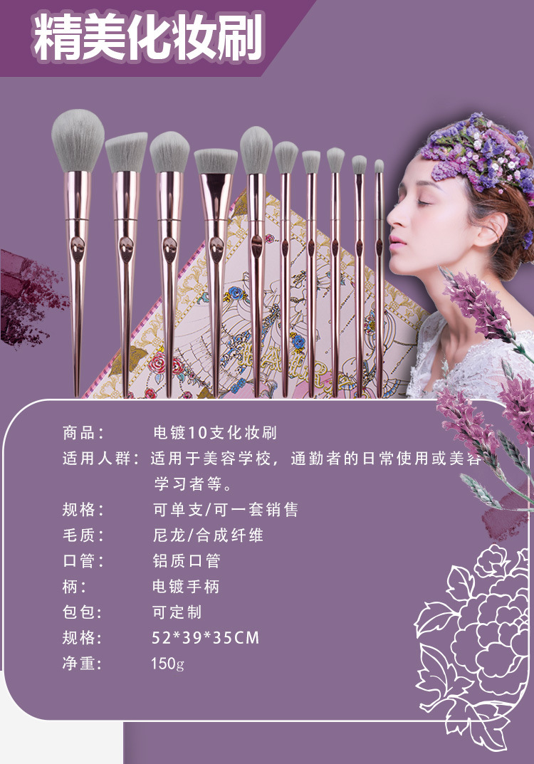 10 wet and wild makeup brushes in stock, thumb makeup brushes, electroplated handles, pink radiation bag, beauty tools, shanilak pic 2