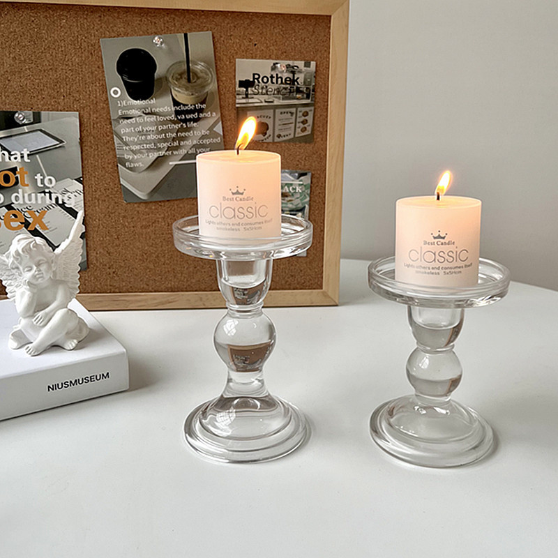 ins Roman column glass candlestick, French retro decorative item, romantic candlelight dinner decoration, photo prop pic 10