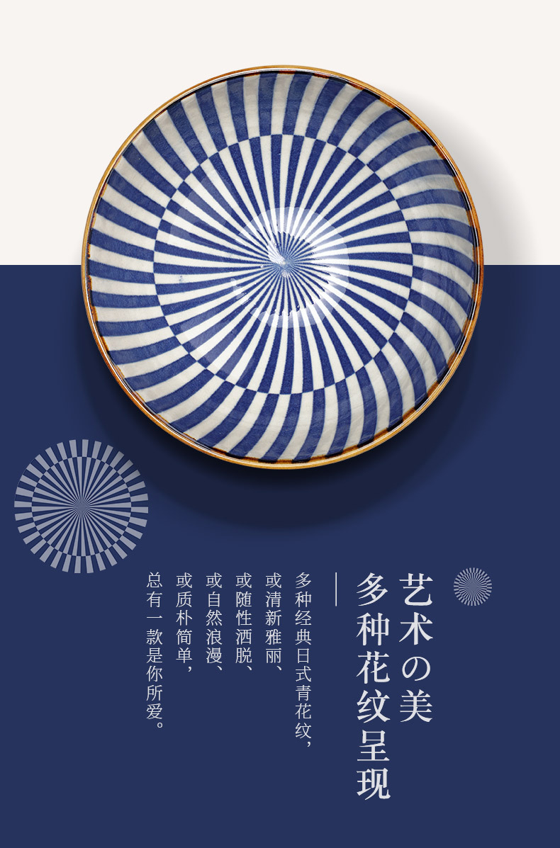 Japanese-style retro six-bowl set of high-temperature underglaze ceramic tableware for gifting and home group purchase pic 3
