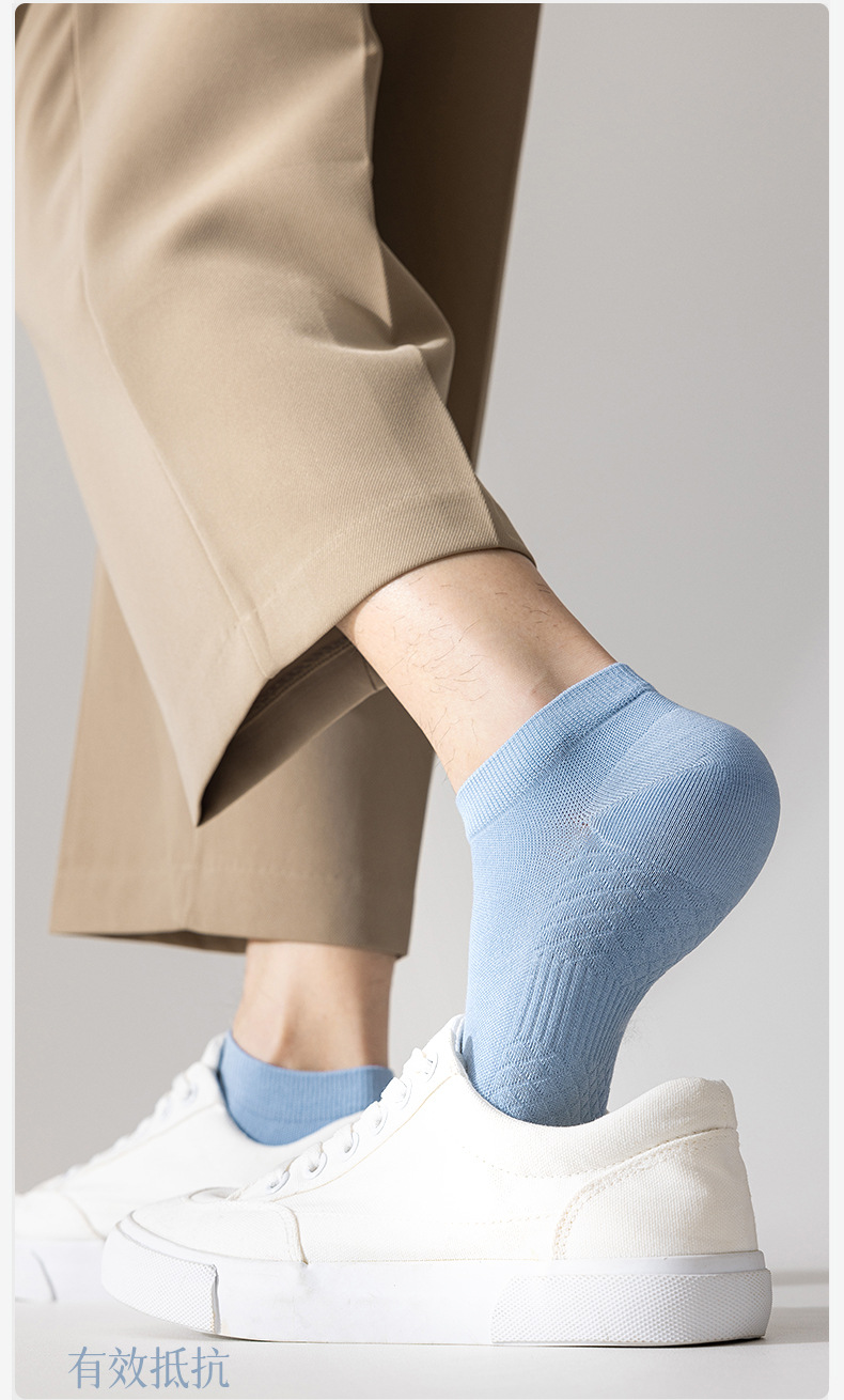 袜子纯棉男士网眼春夏季薄款按摩底吸汗无骨船袜全棉休闲短袜批发详情14