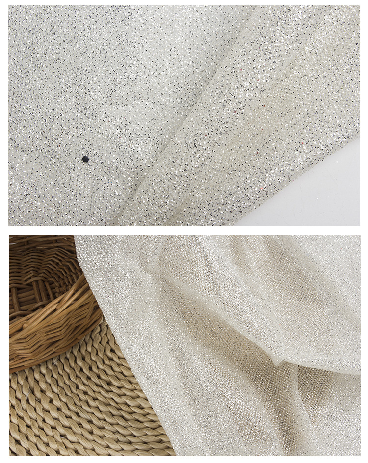 Sequined wedding dress fabric, mesh fabric, glitter mesh, shiny mesh, mesh powder, glitter silver fabric wedding dress mesh pic 18