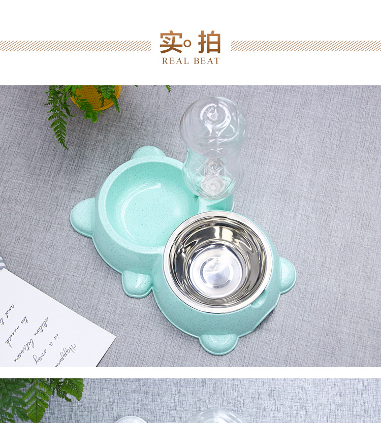 宠物碗猫咪自动饮水器狗碗304不锈钢狗狗食具防打翻卡通宠物双碗详情6