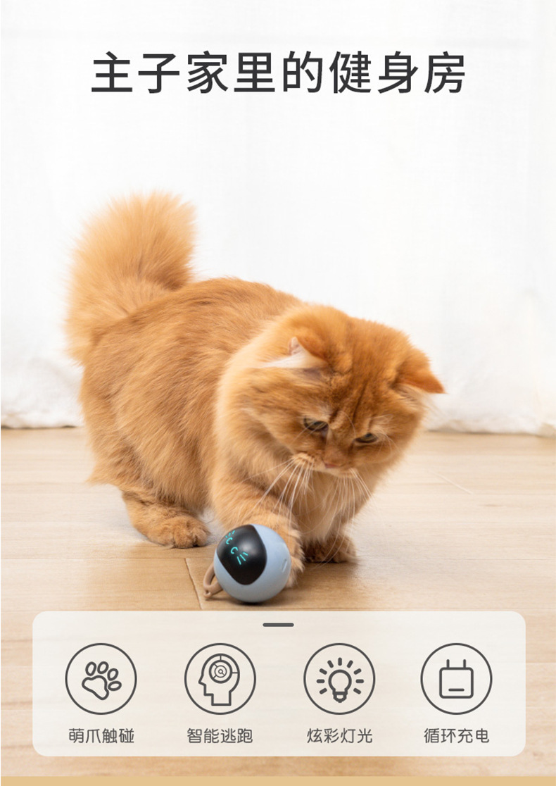 Pet toy smart rolling cat ball toy LED bite resistant light up fun chasing toy pet cat ball pic 2