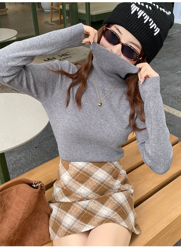 毛衣女2024新款秋冬美拉德穿搭堆堆高领打底衫内搭高级感针织上衣详情27