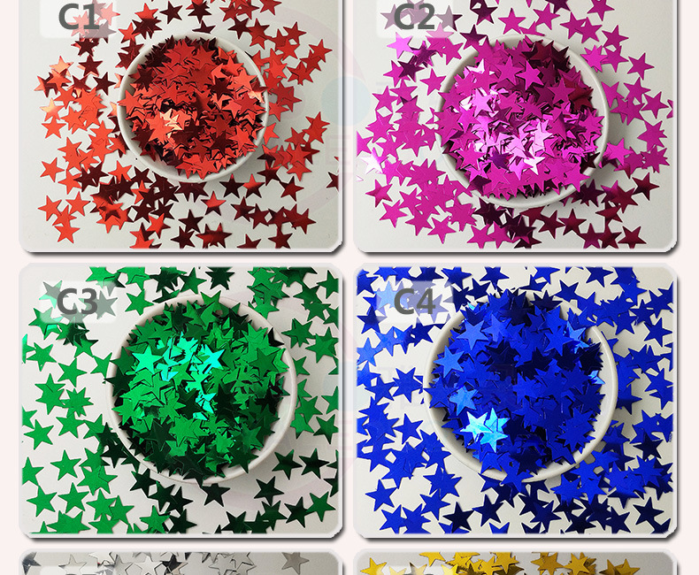 Yaliduo flat 15mm five-pointed star bead PVC star sequin Christmas stage costume accessory photography accessories pic 8