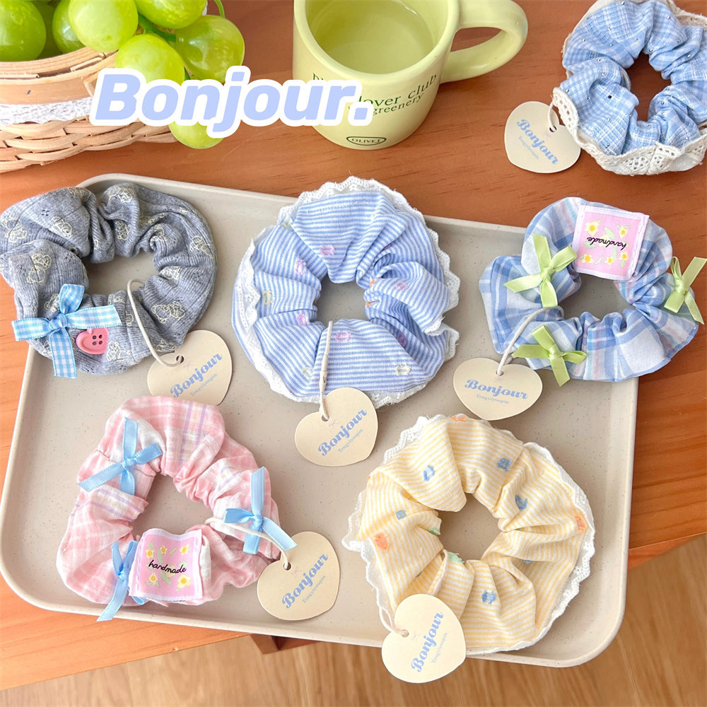 French lace-trimmed large intestine hair band, girlish hair tie, high-elasticity Korean cute hair accessory, bun hair pic 33