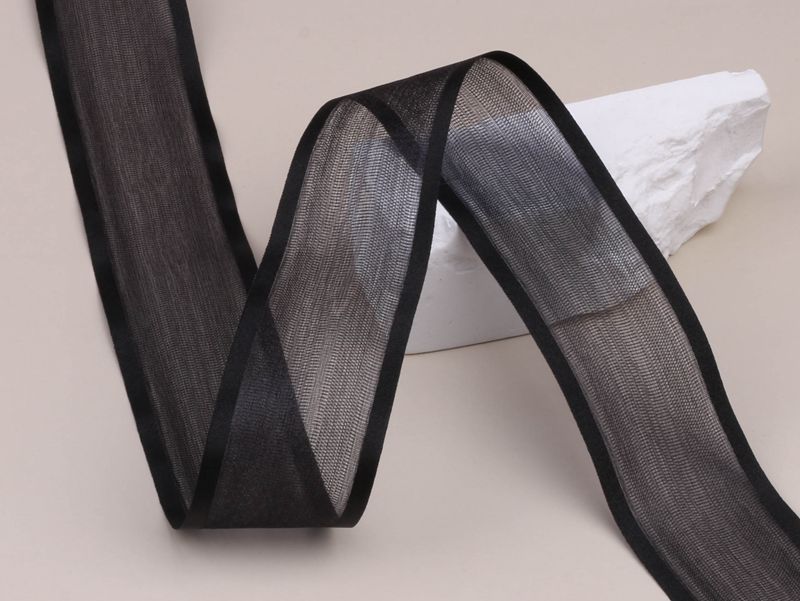 Double-layer thick-edged solid color glossy snow gauze ribbon bow hair accessory clothing Wedding cake gift box packaging sheer gauze ribbon pic 16