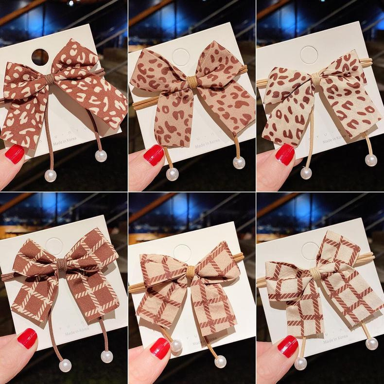 轻奢风奶茶色蝴蝶结发圈 ins韩版新款发绳少女扎头发皮筋头绳头饰详情8