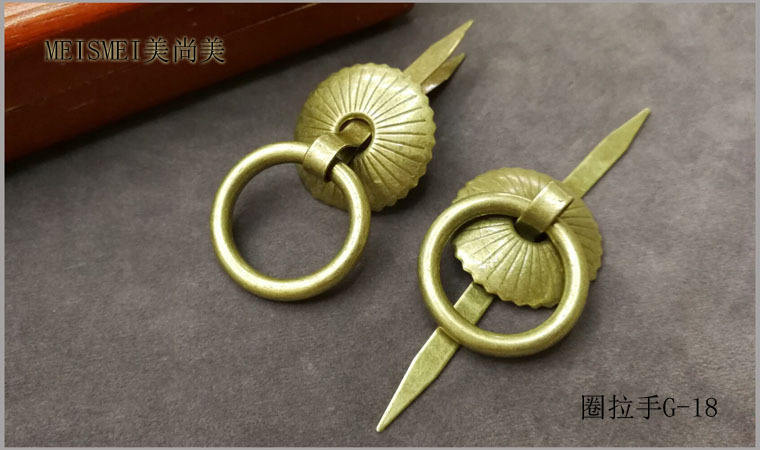 30mm antique copper-plated small circular drawer handle, new Chinese-style medicine cabinet, tea canister gear buckle ring, circular pull ring pic 7
