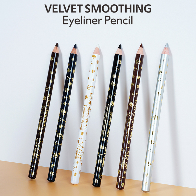 Meno matte, natural, easy to color, long-lasting waterproof, 13.5cm multi-color wooden hard head eyeliner, pencil + pen holder pic 8