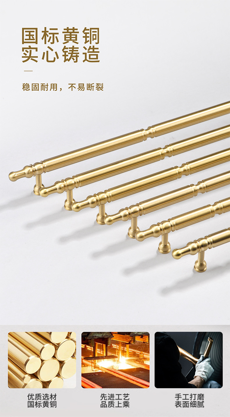 轻奢法式衣柜门黄铜拉手 现代简约橱柜门把手抽屉圆球形纯铜拉手详情3