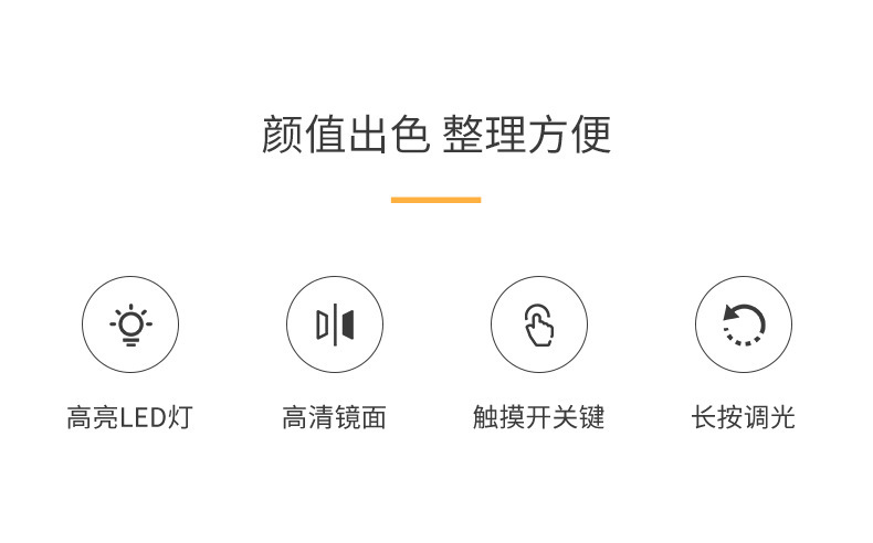 A new multi-functional multi-functional dormitory touch beauty mirror with cross-border three-door storage and folding led light pic 3