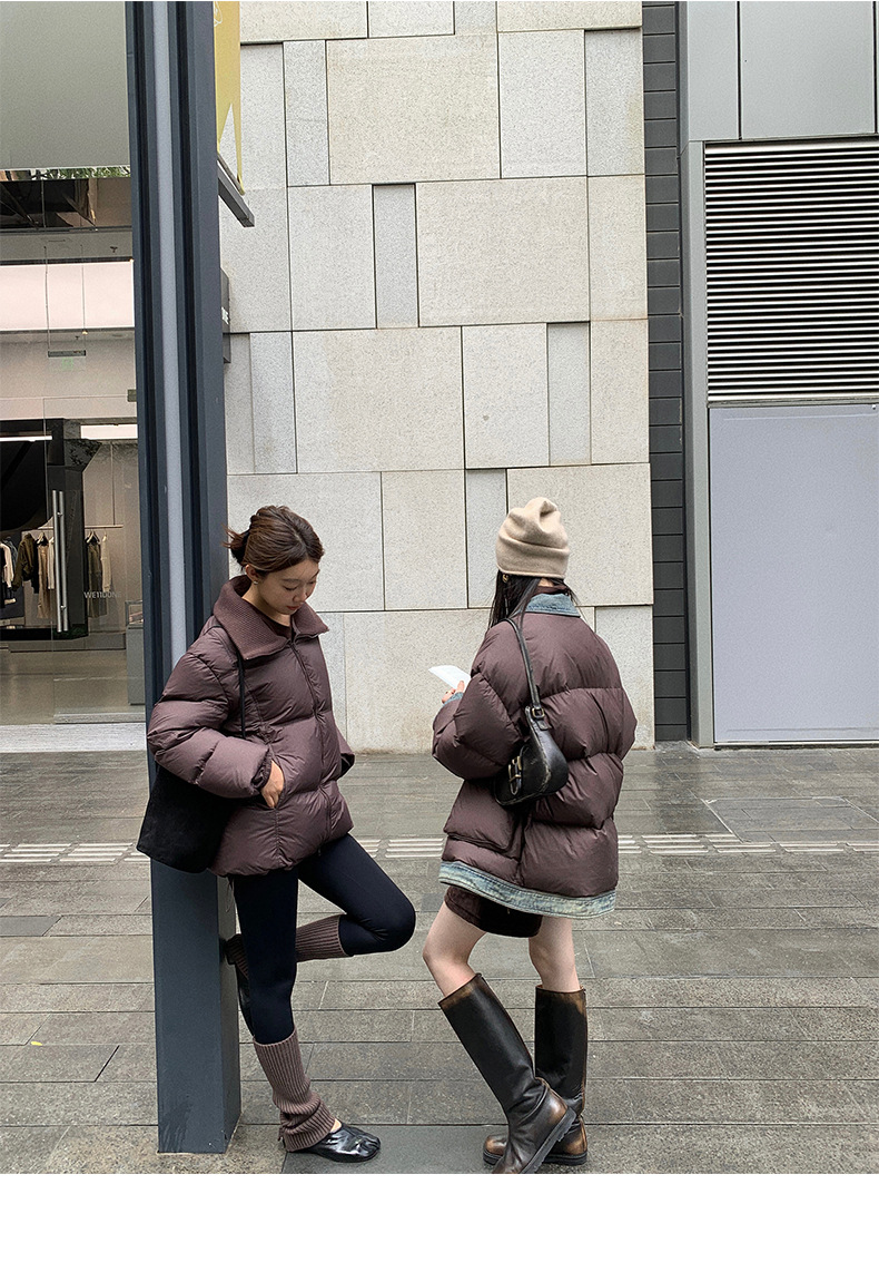 Qumeng DT CLASSIC Retro patchwork fake two-piece denim down jacket for women, 90 white duck down winter coat for women pic 35