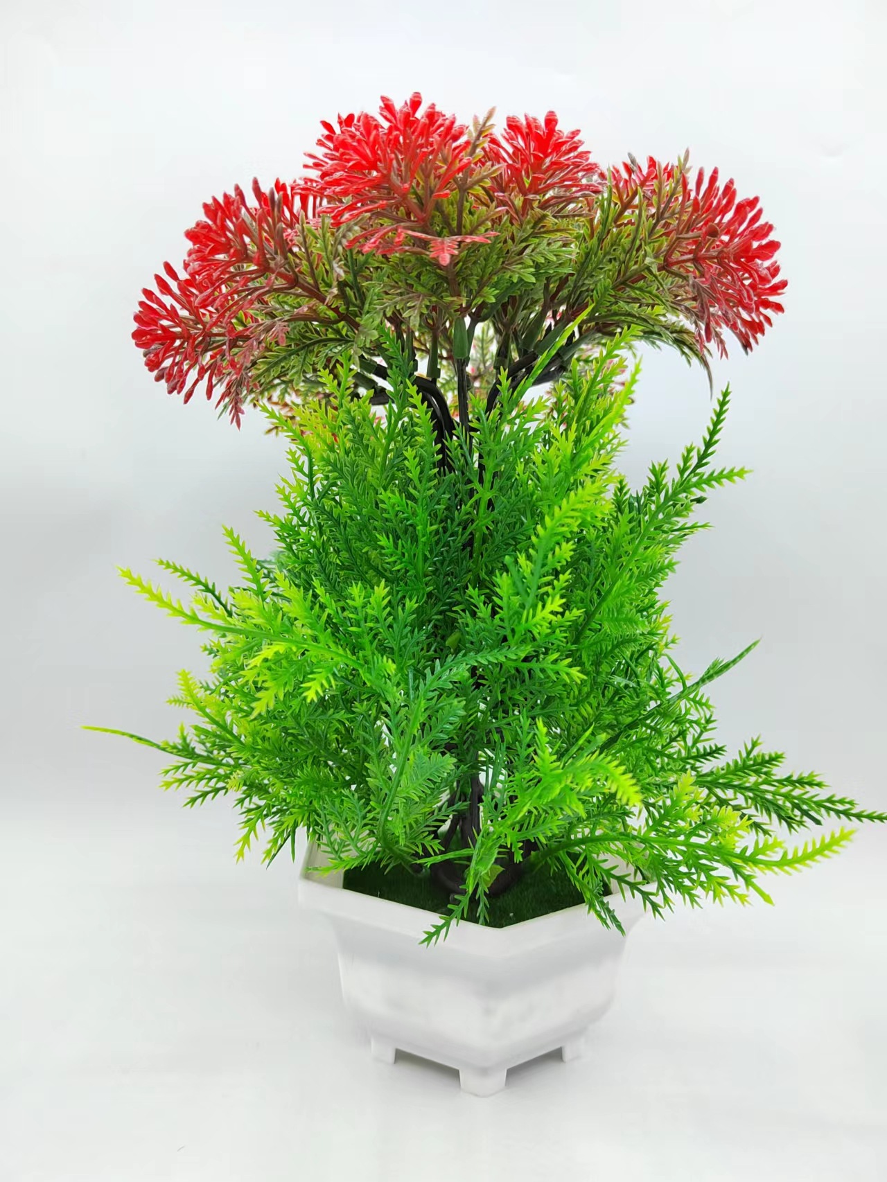 Hongsheng Simulation Craft double-layer creative pine tree home mini decorative items, indoor decoration green plant decorative items pic 12