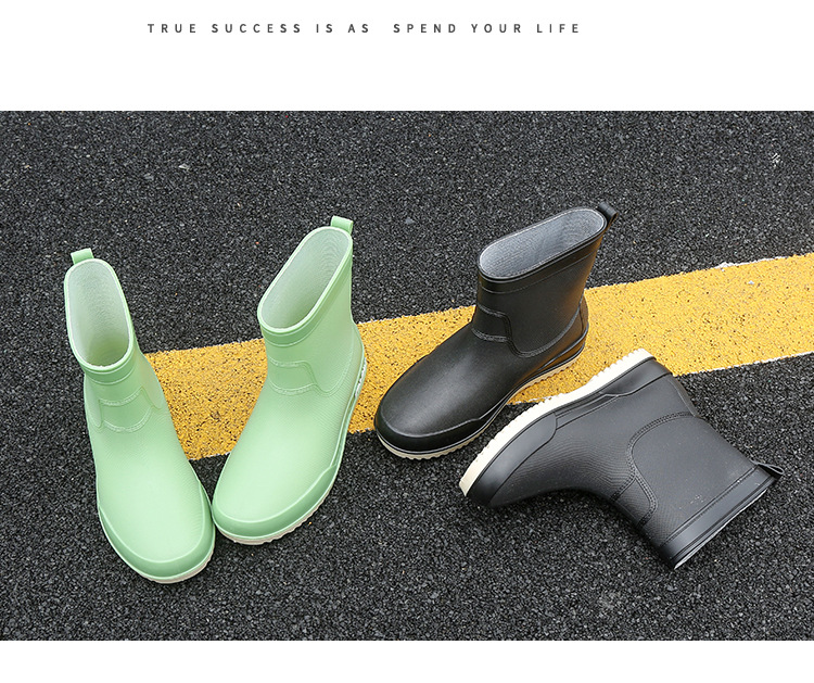 日系新款雨靴女士款短靴户外雨鞋厚底成人时尚款网红防滑加绒水鞋详情28