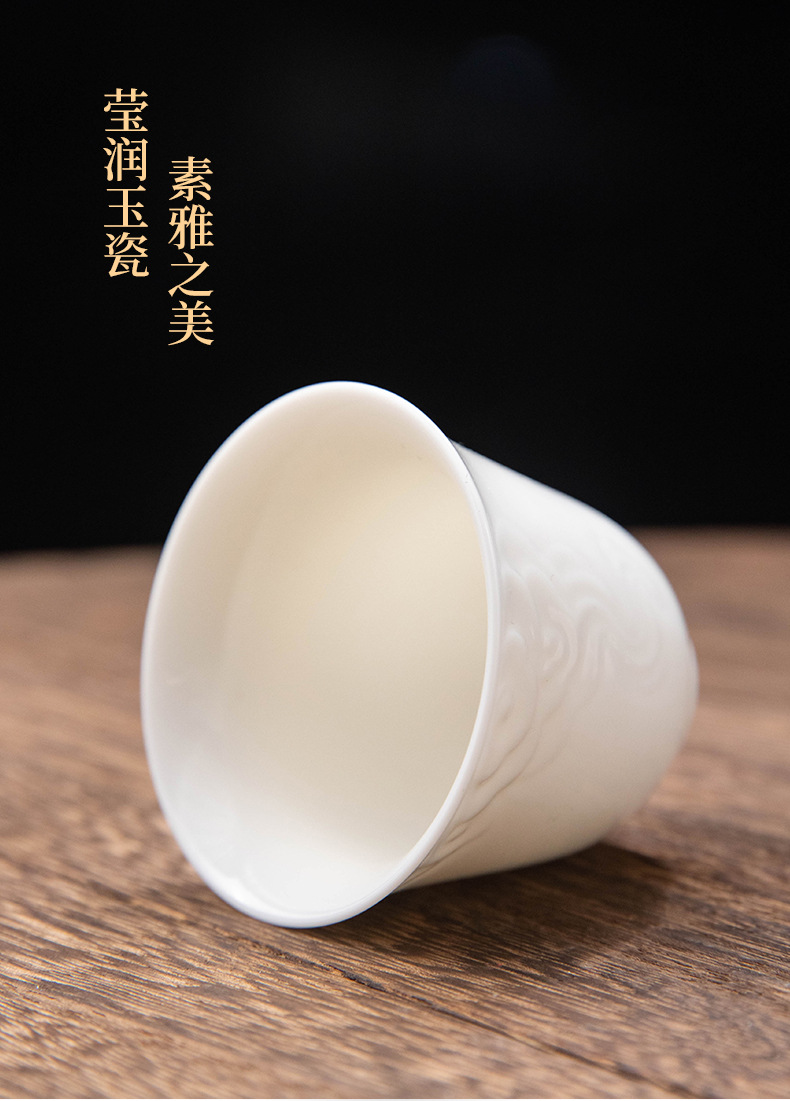Factory direct sales of Dehua white porcelain jadeite Kung Fu tea cups, personal cups, tea tasting cups, simple household tea drinking ceramic cups pic 18