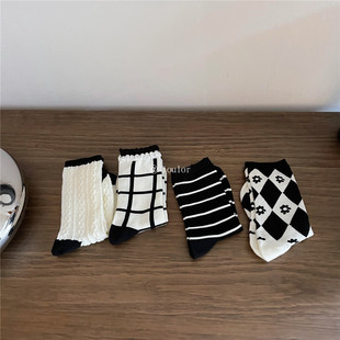 IOULOR新款移圈袜子女中筒日系镂空潮牌堆堆袜女秋季韩国袜子批发详情5