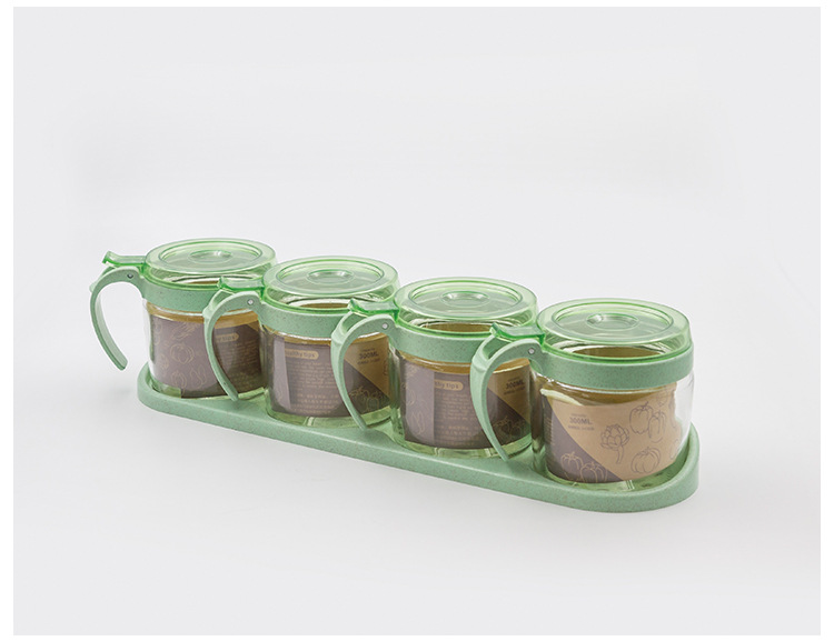 Wholesale glass round four-color glass bottles, daily necessities, kitchen sorting, seasoning boxes, seasoning bottles, self-sold by the manufacturer pic 13