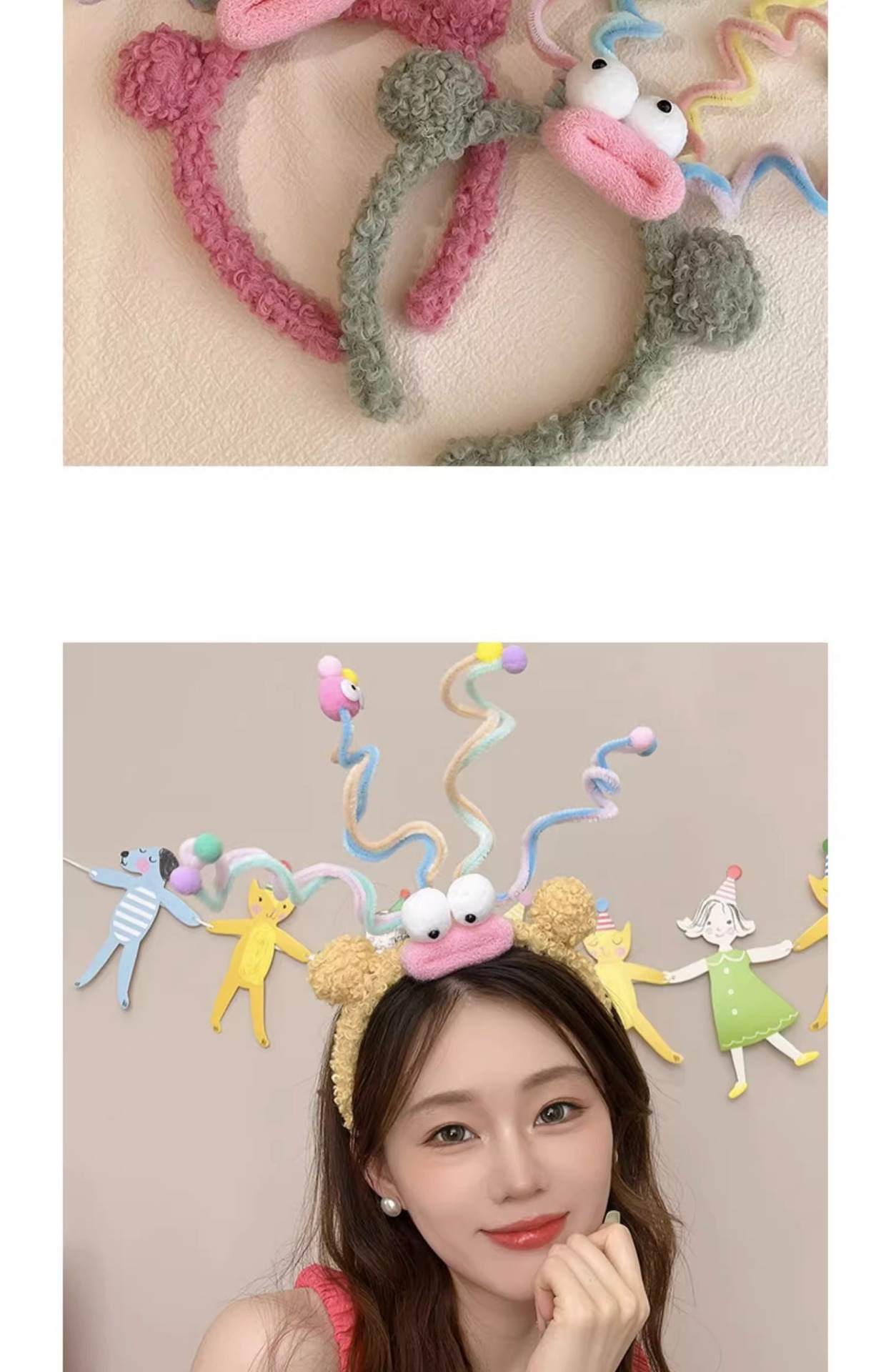 Twisty stick, fun and funny hair band, cute colorful headband, female face wash hair clip, headwear, photo, party, birthday hair accessories pic 14