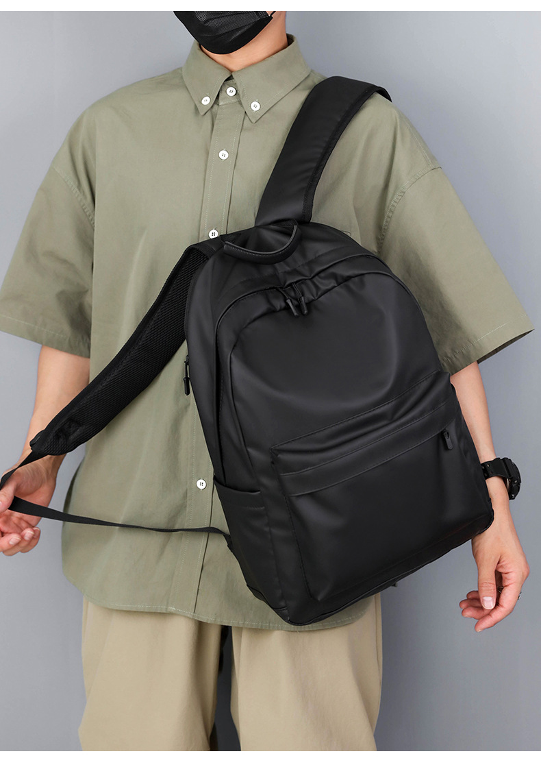 新款时尚潮流双肩包黑色大学生书包休闲大容量男士旅行电脑背包详情15