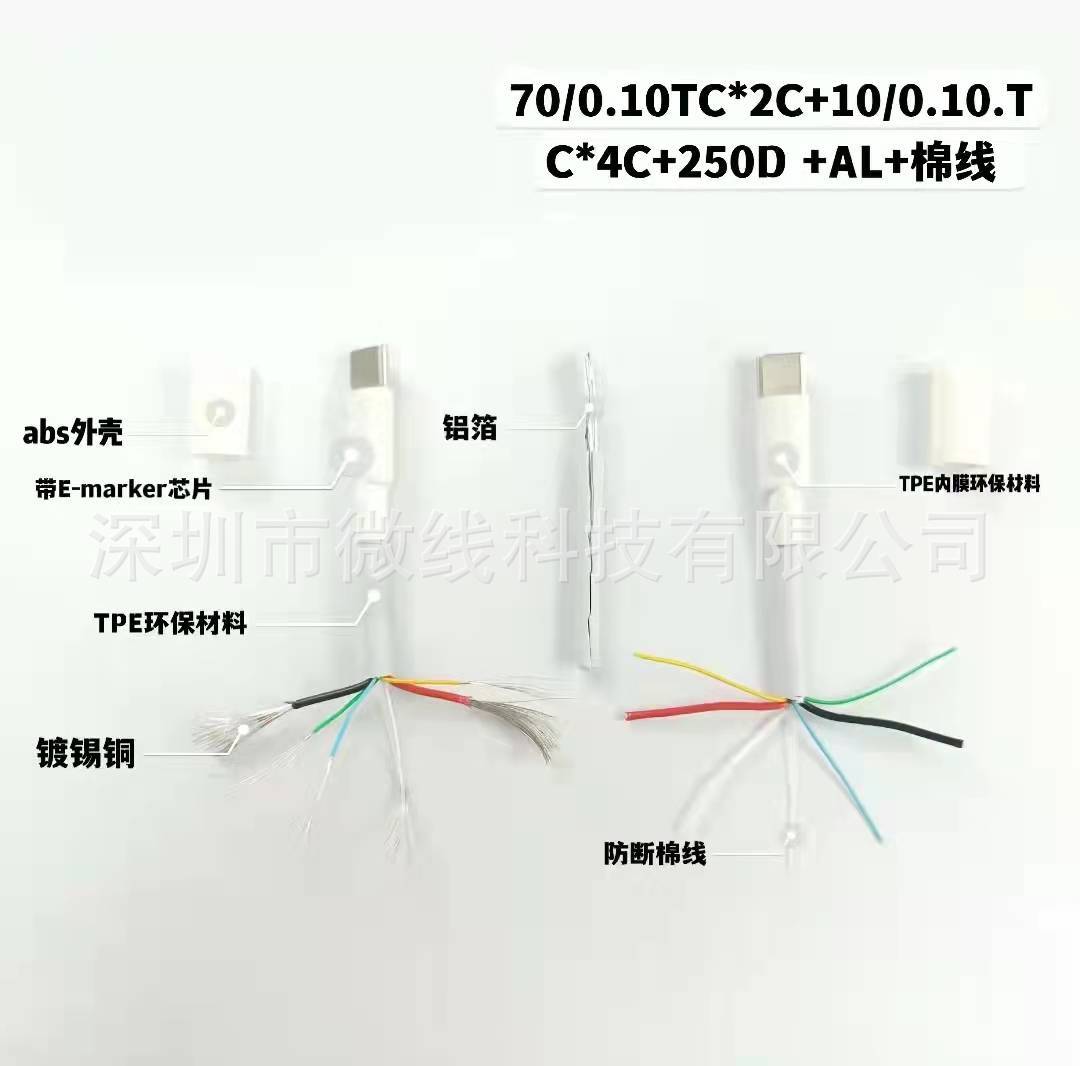 100W快充线5a适用手机平板车载笔记本pd双头typec数据线tpc充电线详情16