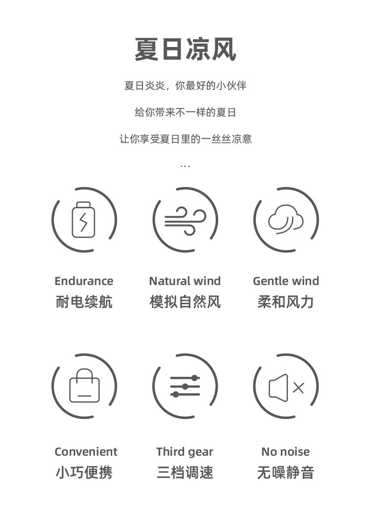 迷你萌趣挂脖无叶小风扇 户外便携移动式小型风扇USB充电挂式风扇详情2
