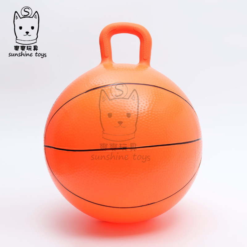 厂家批发45cm加厚防爆羊角球幼儿园 PVC跳跳球充气手柄球儿童玩具详情4