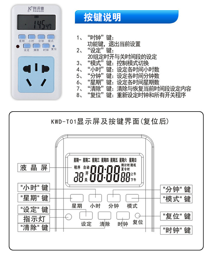 厂家供应智能定时插座开关 电源自动控制开关电子式充电定时器详情17