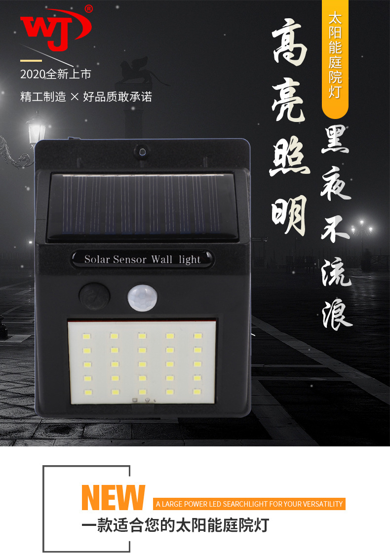 Cross-border exclusive human-sensing solar wall lamps, garden wall lamps, sun protection outdoor lighting lamps, staircase lamps and street lamps pic 1