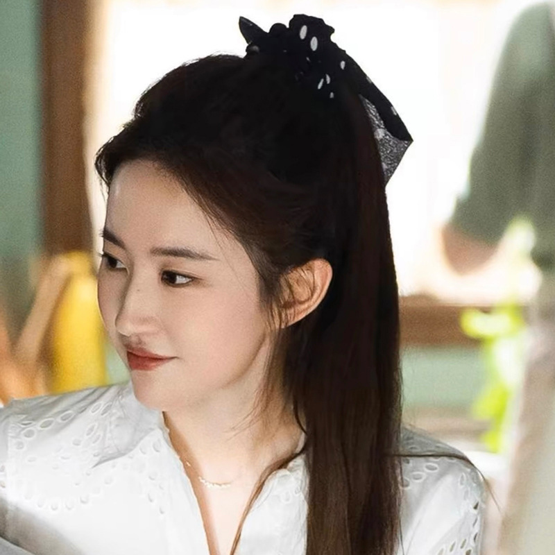 玫瑰的故事刘亦菲黄亦玫同款波点抓夹女高级感后脑勺马尾半扎发夹详情8