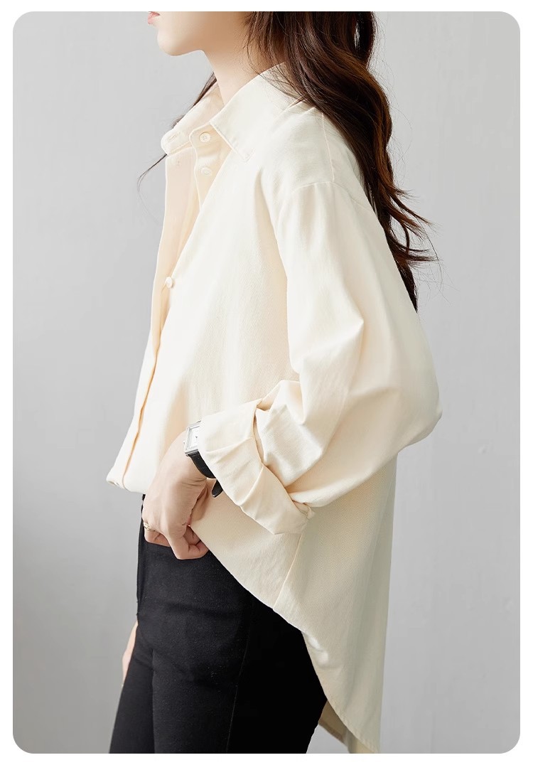 2024秋季纯色衬衫女休闲时尚百搭衬衣韩系通勤外套上衣详情13