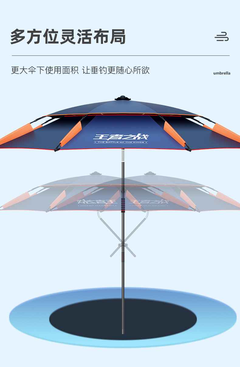佳钓尼伏魔钓鱼扣花伞拐杖款钓鱼伞万向大钓伞手杖雨伞防暴雨详情13
