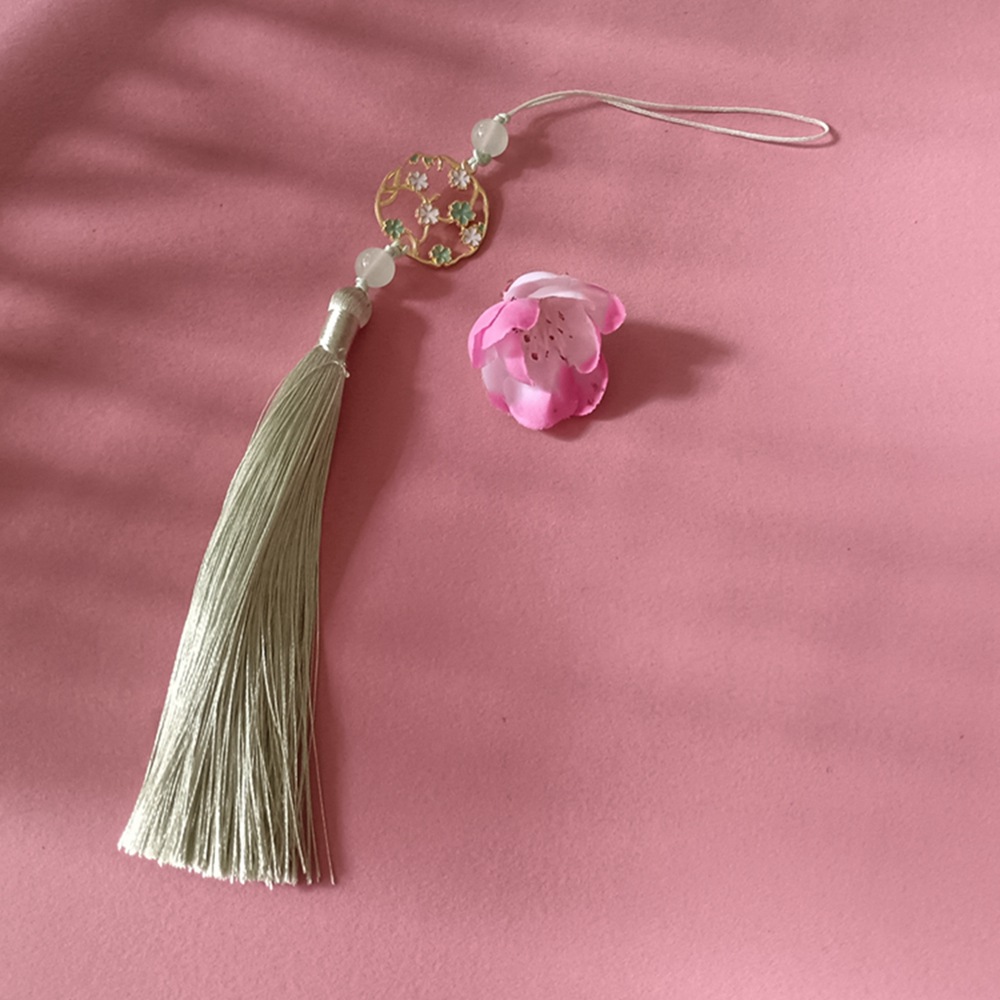 Jiuyue Ancient-style Golden Branch and Jade Leaf Plum Blossom tassel pendant, pendant hanging tassel, Hanfu accessory forbidden step, pressed lapel, handcrafted pic 2