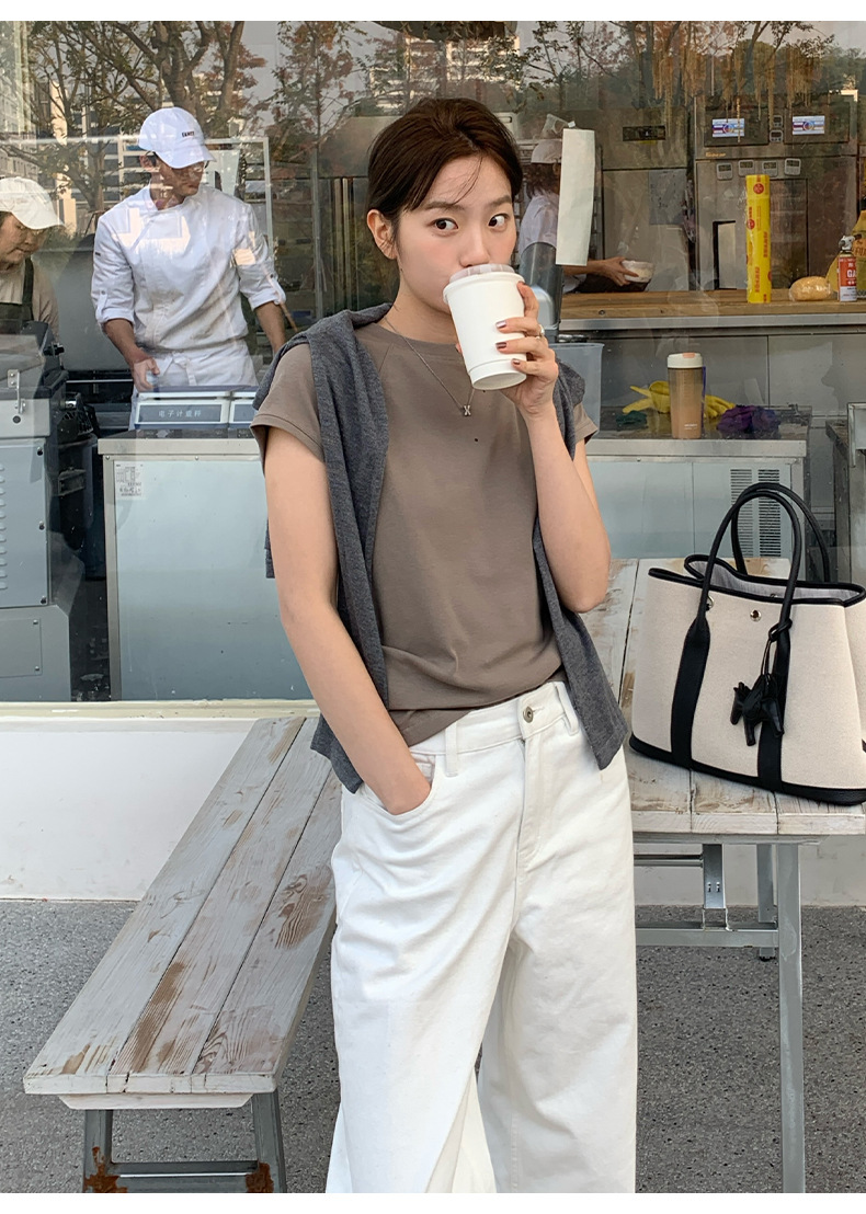 【7色可选】圆领净版短袖T恤女2025春夏新款韩版休闲百搭上衣T026详情26