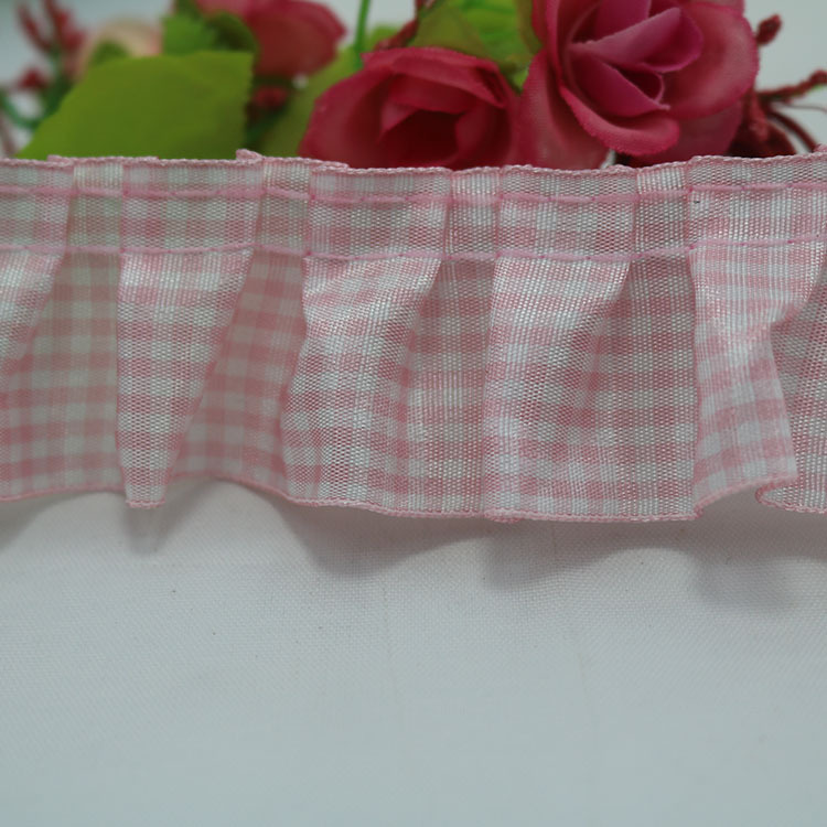 In stock: 4cm checkered clothes with crinkled lace, bedding, DIY handmade clothing, handicrafts, handmade flower baskets pic 9