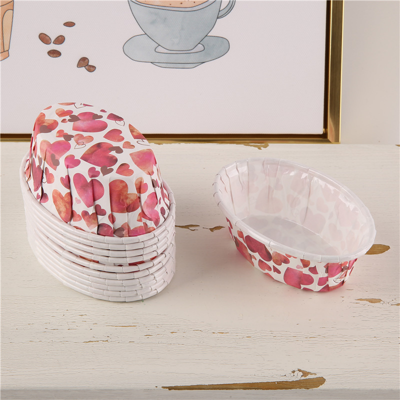 椭圆形蛋糕纸杯蛋糕杯花边杯新款印花耐高温马芬杯50个/条详情3