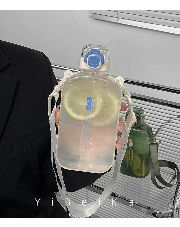 时尚简约大容量水杯创意方形运动健身杯子高颜值网红塑料水杯批发详情2