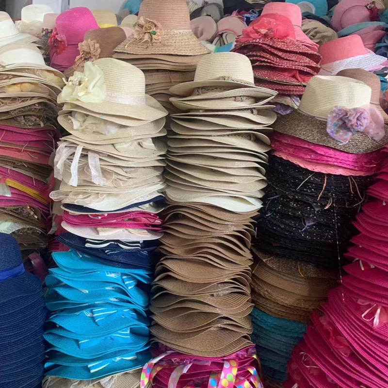 夏凉帽地摊景点热卖遮阳防晒大帽檐波浪草帽男女沙滩太阳帽10元详情25
