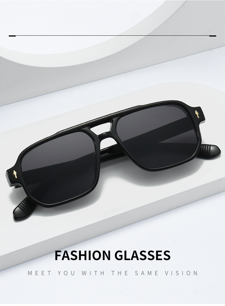 欧美新款方形时尚双梁墨镜太阳镜男跨境复古休闲驾驶商务潮流墨镜详情5