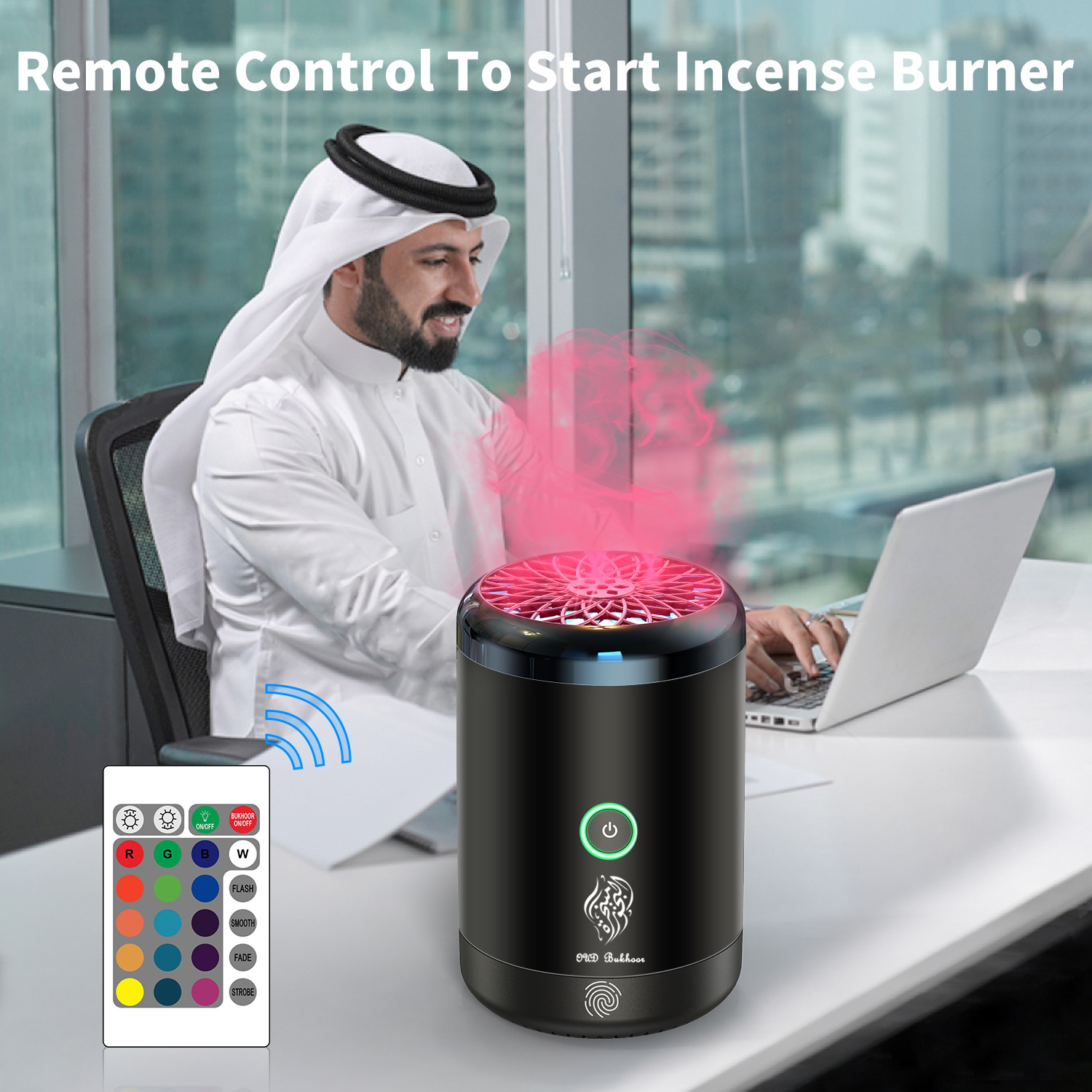 The new Bakhoor Bukhoor electric incense burner features 16-color remote control with fingerprint touch pic 4